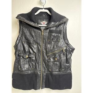 Harley Davidson, Black Women Genuine Leather Riding Vest size 1W